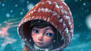 Cartoon girl red hat blue - a red hat and scarf free wallpaper