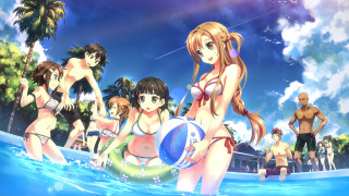 Pool party people ball water - summer free wallpaper