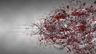 Red white objects floating gray - david firth free wallpaper