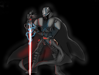 Man black outfit sword red 4 - a red light saber free wallpaper
