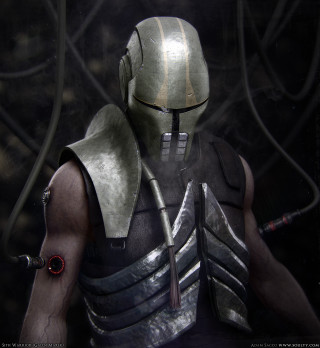 Futuristic man suit sword wires - him free wallpaper for tablet