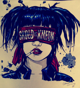 Woman cigarette scarf drawing artwork - a cigarette free wallpaper for tablet