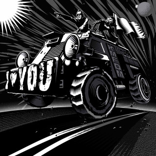 Black white monster truck person - comic free wallpaper for tablet