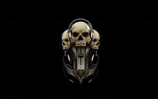 Skull headphones black background abstract - headphone free wallpaper for desktop