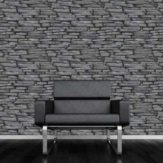 Chair stone wall black leather - grey free wallpaper for tablet
