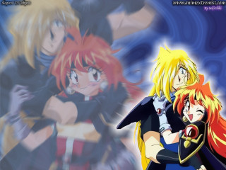 Anime characters blue red black - a red border free wallpaper