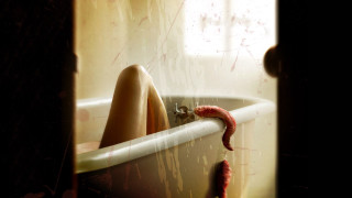 Woman bathtub legs hanging worm - tentacle free wallpaper
