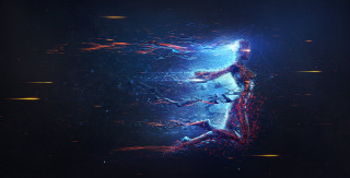 Woman reaching sky bright light - affinity photo free wallpaper