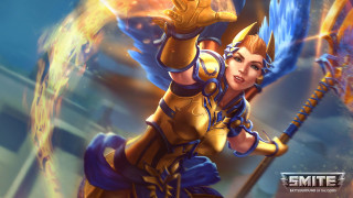 Woman yellow outfit sword flame - a yellow outfit holding free wallpaper