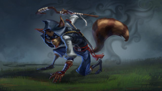 Man horse dog sword painting - a painting of a man riding free wallpaper
