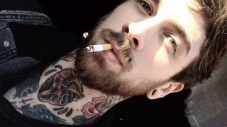 Man cigarette tattoo neck chest - perfect eye free wallpaper