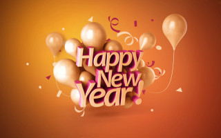 Happy new year balloons streamers - free new year wallpaper