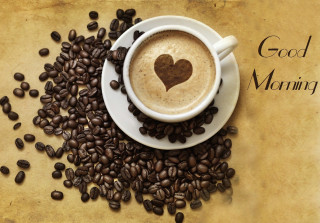 Coffee heart beans good morning 2 - a good morning message free wallpaper
