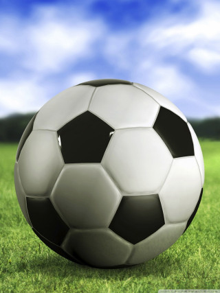 Soccer ball green field blue - free sports wallpaper for mobile