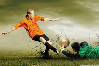 Man kicking soccer ball field 13 - alain tasso free wallpaper
