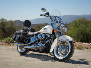 Motorcycle parked road mountains background - the background and trees free wallpaper