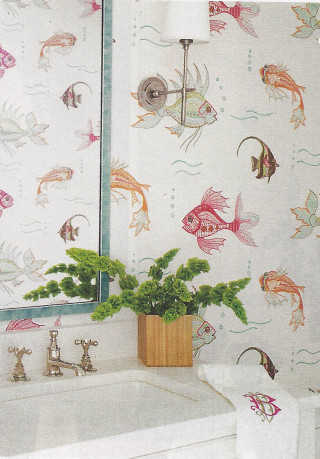 Bathroom sink mirror fish plant - a watercolor painting free wallpaper