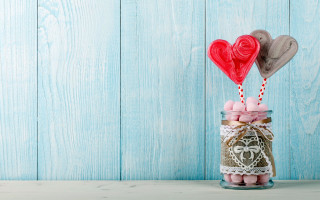 Jar candy hearts table blue - two heart free wallpaper