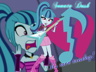 Cartoon girl guitar music note - nice free wallpaper for desktop