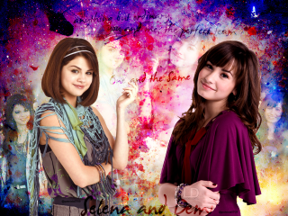 Women standing colorful background stars - emotional free wallpaper