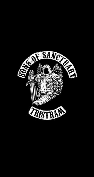 Black background white logo sons - a white logo free wallpaper for mobile