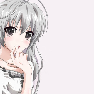 White haired girl blush anime - her chin free wallpaper for tablet