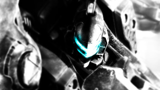 Robot glowing blue eye helmet - mecha free wallpaper