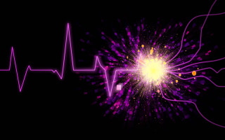 Purple yellow heartbeat black background - plasma free wallpaper