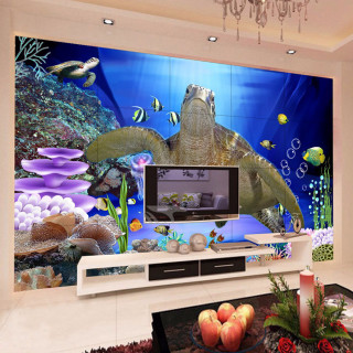 Living room mural turtle fish - net art free wallpaper for tablet