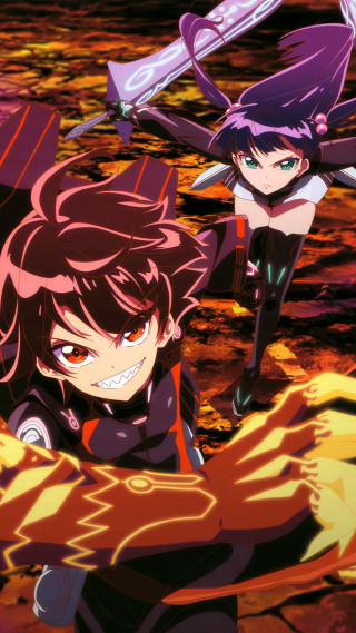 Anime characters fire background water - a scene free wallpaper