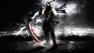 Man sword field lightning black - lightning behind free wallpaper
