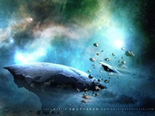 Space scene large rock small - a space scene free wallpaper