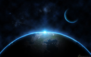 Earth space view bright light 3 - a view of the earth free wallpaper