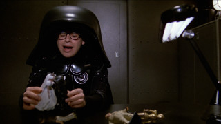 Darth vader costume eating sandwich - a lamp free wallpaper