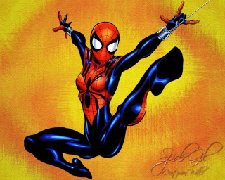 Spider man arms outstretched legs - his hands in free wallpaper