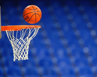 Basketball net blue arena seats - free sports wallpaper