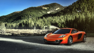 Car mountain forest sky gravel - matte drawing free wallpaper for desktop