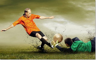 Man kicking soccer ball field 14 - another man free wallpaper
