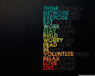 Black background rainbow colored text - focus free wallpaper