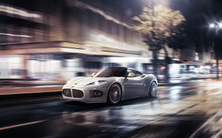 White sports car city night - a white sports car free wallpaper