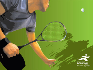 Man holding tennis racquet court - a tennis racquet free wallpaper