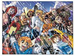 Cartoon characters mountain snow falling - alan davis free wallpaper