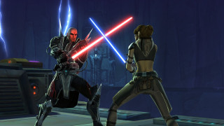 Lightsaber battle video game characters - two character free wallpaper
