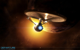Spaceship flying bright light planet - the space free wallpaper