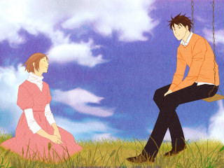 Man woman swing field grass - a man and woman free wallpaper for desktop