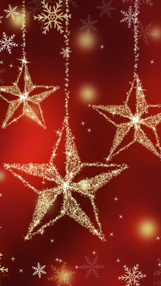 Red stars snowflakes fireworks moon - string free wallpaper for mobile