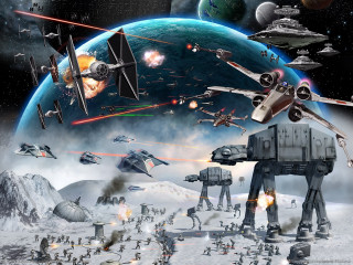 Star wars vehicles people planet - scene free wallpaper