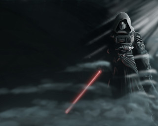 Man saber clouds red backdrop - a light saber free wallpaper for desktop