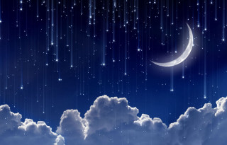 Night sky crescent moon stars 2 - a night sky free wallpaper