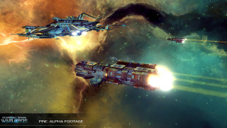 Space station galaxy rocket foreground - anamorphic len free wallpaper